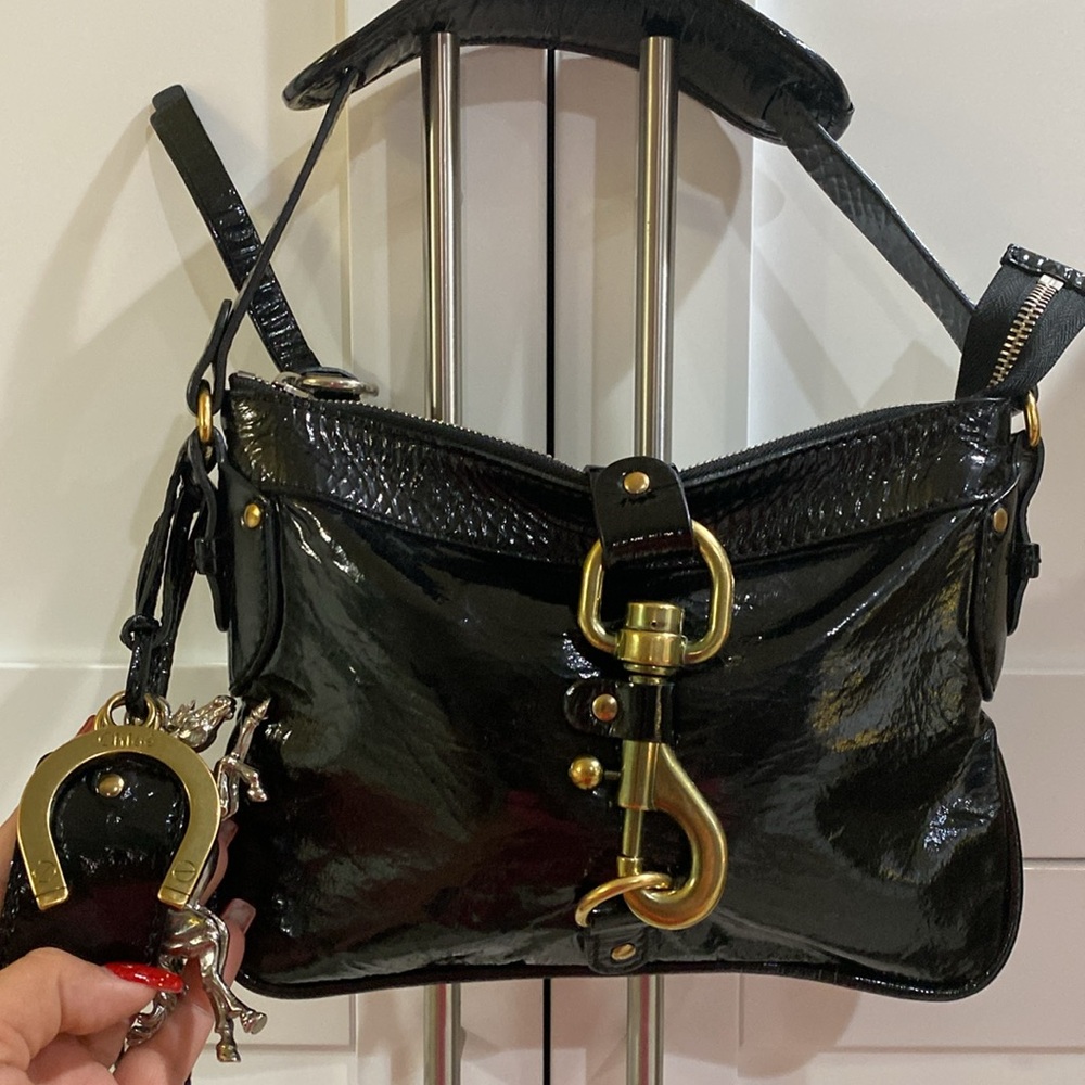 Chloé Black Patent Leather Shoulder Bag with Gold Hardware